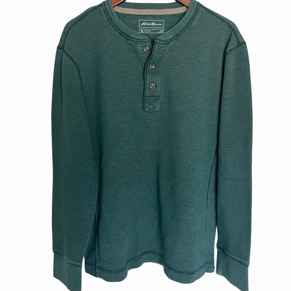 Eddie Bauer Outdoor Men’s Thermal Long Sleeve Henley Men’s L Green